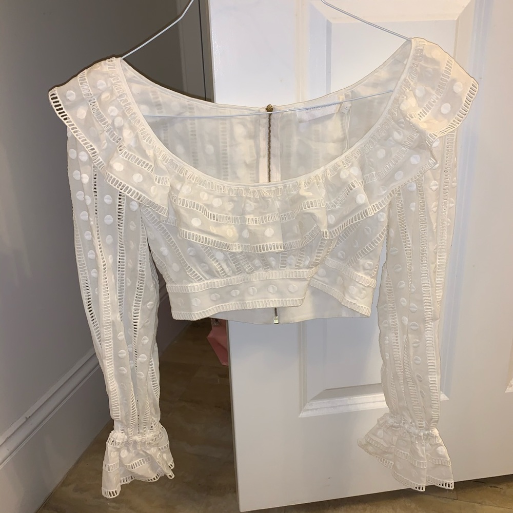 Zimmerman White Ruffle Cropped Blouse